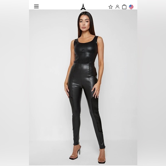 Manier de voir Vegan leather and patent rubbed black leggings - Picture 2 of 15